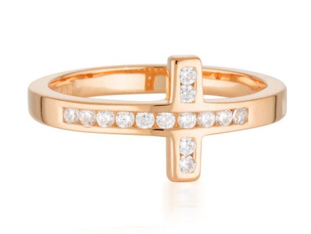 Georgini Rose Gold Plated Sterling Slver Zirconia Wrap Cross Ring Online Hot Sale