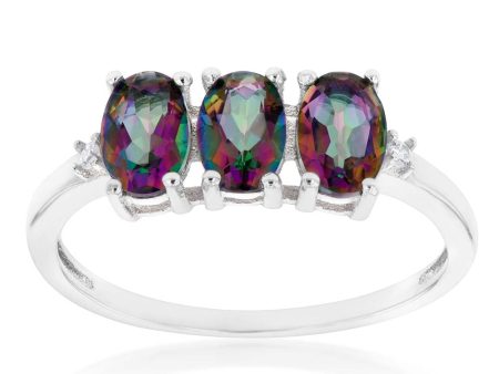 Sterling Silver Mystic Topaz Trilogy Ring Cheap