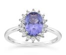 Sterling Silver Simulated Tanzanite and Zirconia Ring Online now