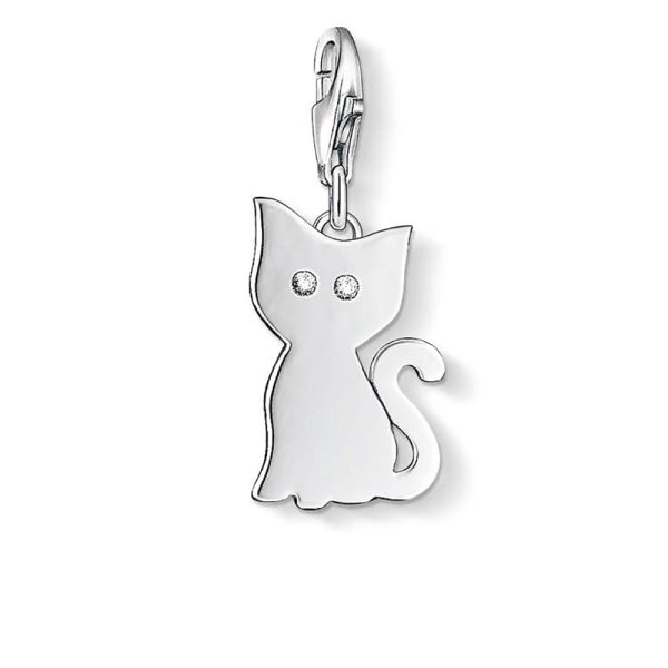 Sterling Silver Thomas Sabo Charm Club Kitty Zirconia For Sale