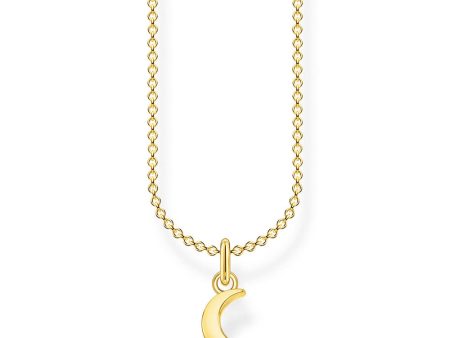 Sterling Silver Gold Plated Thomas Sabo Charm Club Moon Necklace 38-45cm Online Sale