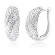 Sterling Silver 1x Diamond and Zirconia Fancy Hoop Earrings For Discount