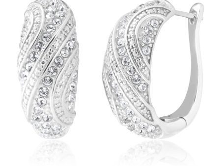 Sterling Silver 1x Diamond and Zirconia Fancy Hoop Earrings For Discount