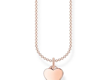 Rose Plated Sterling Silver Thomas Sabo Small Heart Necklace 38-45cm For Sale