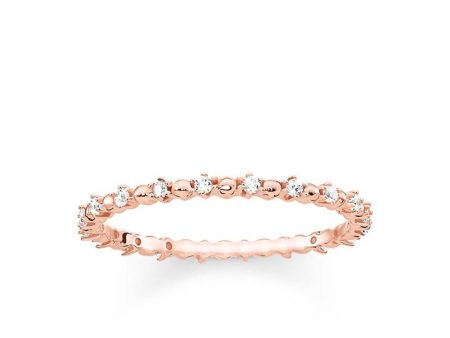 Sterling Silver and rose Gold Plated Thomas Sabo Zirconia Delicate Ring For Cheap