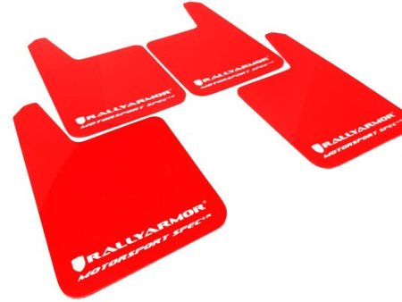 Rally Armor Universal MSpec Mudflaps Red Urethane White Logo Fashion