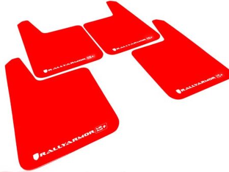 Rally Armor Universal UR Plus Mudflaps Red Urethane White Logo For Cheap