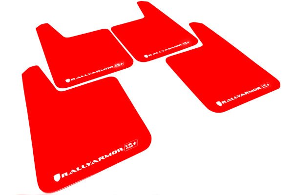 Rally Armor Universal UR Plus Mudflaps Red Urethane White Logo For Cheap