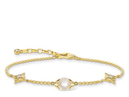 Thomas Sabo Gold Plated Sterling Silver Magic Star Fresh Water Pearl 16-19cm Bracelet on Sale