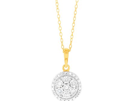 Gold Plated Sterling Silver 1 10 Carat Diamonds Pendant on 46cm Chain Fashion