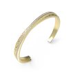 Guess Gold Plated Stainless Steel Matelasse And Pave Open Bangle For Cheap