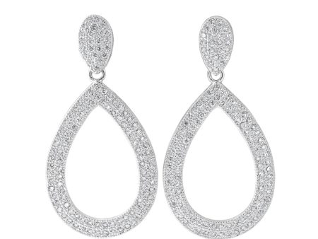 Sterling Silver 1x Diamond and Zirconia Stud Drop Double Row Earrings Sale