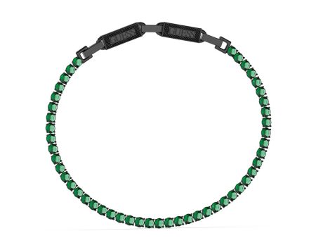 Guess Men s Jewellery Stainless Steel Green Tennis Black Logo Buckle Bracelet Online now