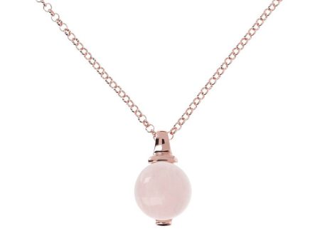 Bronzallure Alba Rose Gold Plated Sterling Silver Rose Quartz 14mm Pendant On Chain Discount