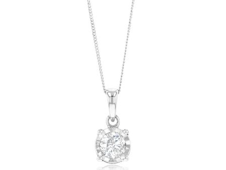 10ct White Gold 0.25 Carat Diamond Solitaire Pendant on 45cm Chain Supply