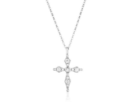 Georgini Sterling Silver Zirconia Cross Pendant On Chain on Sale