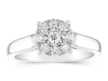 10ct White Gold 1 3 Carat Diamond Halo Solitaire Ring For Cheap