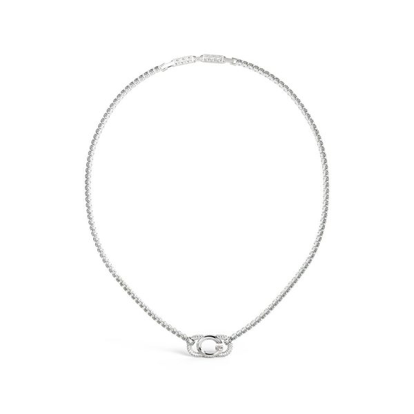 Guess Stainless Steel G Logo And Crystals Tennis 16-18  Chain Discount