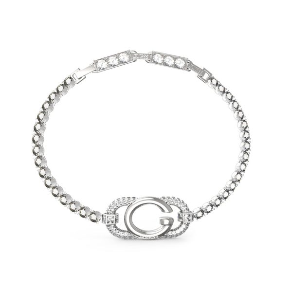 Guess Stainless Steel G Logo And Crystals Tennis Bracelet Sale