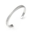 Guess Stainless Steel Matelasse And Pave Open Bangle For Cheap