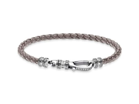 Thomas Sabo Sterling Silver Rebel Grey Braided Lea Clasp 17cm Bracelet Online