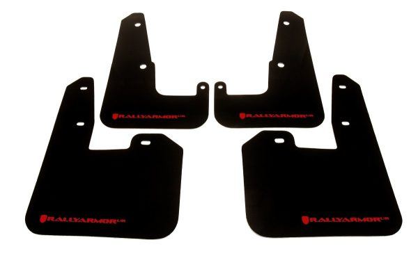 Rally Armor UR Mudflaps Black Urethane Red Logo 2011-2014 WRX Hatchback   2008-2014 STI Hatchback For Discount