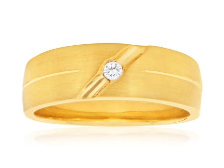 9ct Yellow Gold Round Brilliant Bezel Set Diamond Ring For Cheap