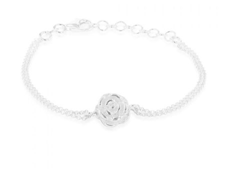 Sterling Silver 19cm Rose Flower Bracelet Online Sale