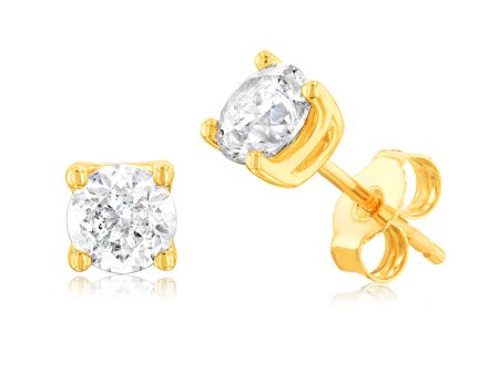 9ct Yellow Gold 1.40 Carat Diamond Stud Earrings Online