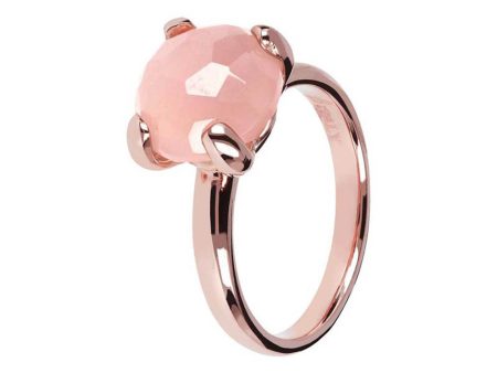 Bronzallure Rose Gold Plated Felicia Rose Quartz Ring - No Resize Fashion