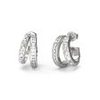 Guess Stainless Steel 18mm Matelasse And Pave Double Hoops Earrings Online Sale