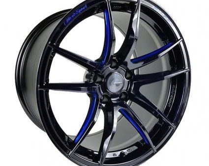 WedsSport RN-55M Gloss Black w  Blue Machining 18x9.5 5x114.3 +38mm Offset Supply