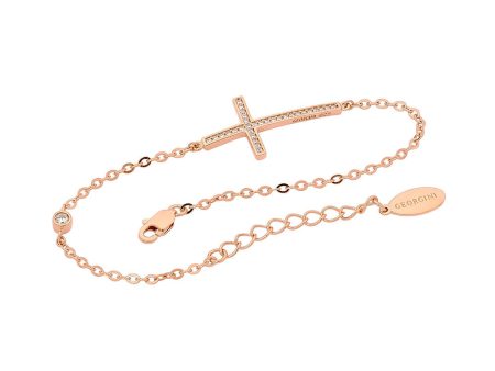 Georgini Rose Gold Plated Zirconia Cross Bracelet Hot on Sale