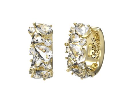 Guess Gold Plated Stainless Steel 15mm Multi Crystal Huggies Earrings Online