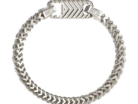 Guess Men s Jewellery Stainless Steel 8mm Textured Hook Chain Bracelet For Discount