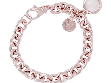 Bronzallure Faceted Rose Gold Plated Faceted Rose Quartz Bracelet 19.7cm Fashion