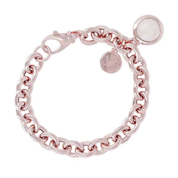 Bronzallure Faceted Rose Gold Plated Faceted Rose Quartz Bracelet 19.7cm Fashion