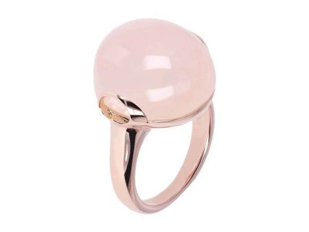 Bronzallure Rose Gold Plated Alba Rose Quartz Chalcedony Ring - No Resize Hot on Sale