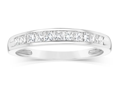 10ct White Gold 0.45 Carat Diamond Eternity Ring with Princess Cut Diamonds Sale