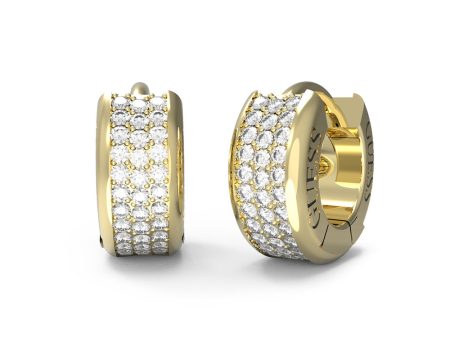 Guess Gold Plated Stainless Steel 12mm Pave Mini Huggies Earrings Sale