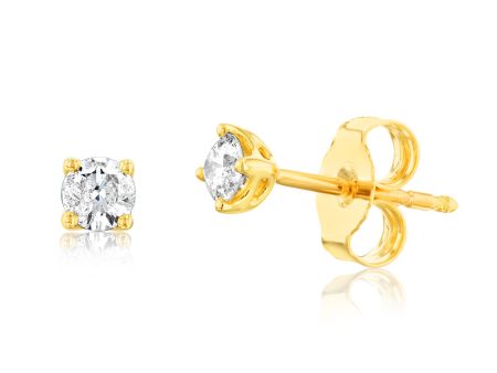 9ct Yellow Gold 0.30 Carat Diamond Stud Earrings Fashion