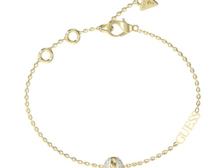 Guess Gold Plated Stainless Steel 7mm Crystal Bead Bracelet Sale