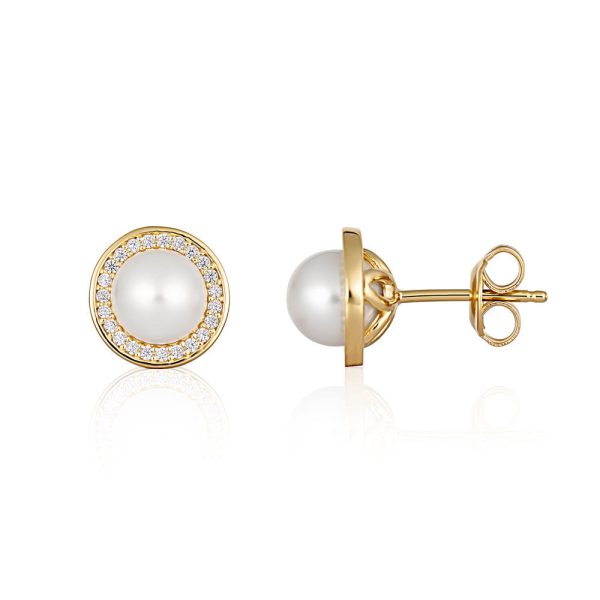 Georgini Heirloom Gold Plated Sterling Silver Fresh Water Pearl Always Stud Earrings on Sale