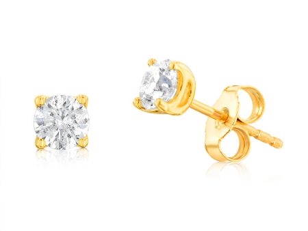 9ct Yellow Gold 1.00 Carat Diamond Stud Earrings Discount