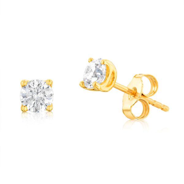 9ct Yellow Gold 1.00 Carat Diamond Stud Earrings Discount