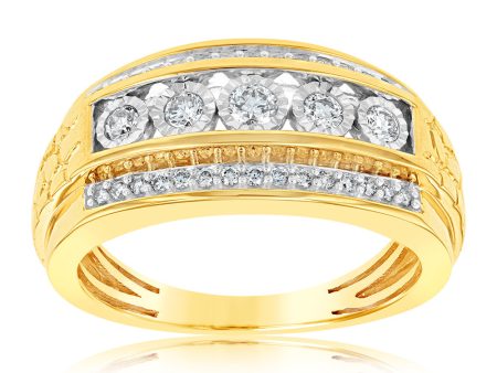 9ct Yellow Gold 1 2 Carat Diamond Mens Ring Cheap