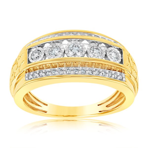 9ct Yellow Gold 1 2 Carat Diamond Mens Ring Cheap