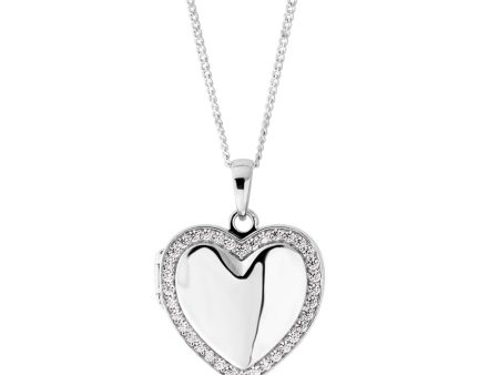 Sterling Silver 21mm Zirconia Heart Locket Discount