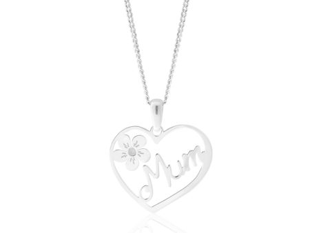 Sterling Silver  MUM  Flower Heart Pendant Sale