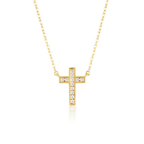 Georgini Gold Plated Sterling Silver Zirconia Spiritus Pendant On Chain on Sale